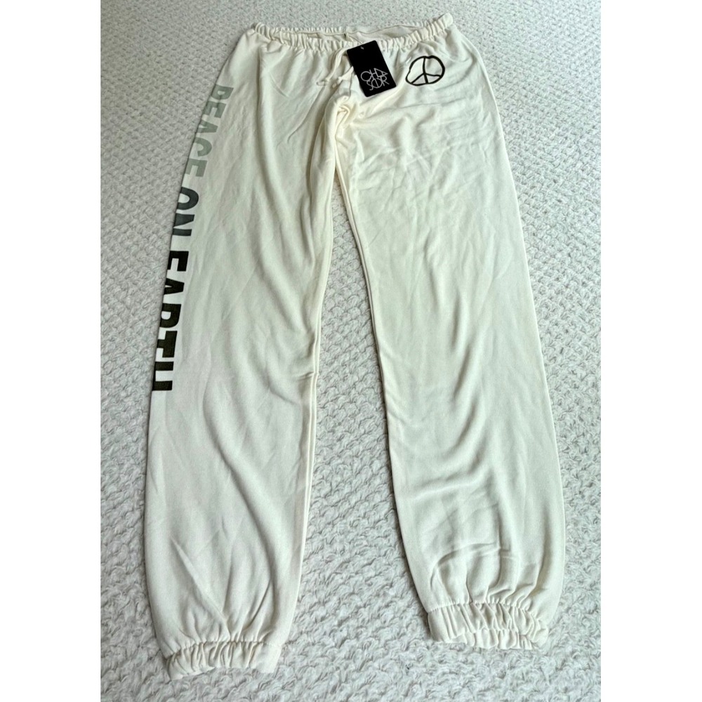 Chaser Joggers Womens Size M Peace On Earth Graphic Sweatpants Drawstring NWT